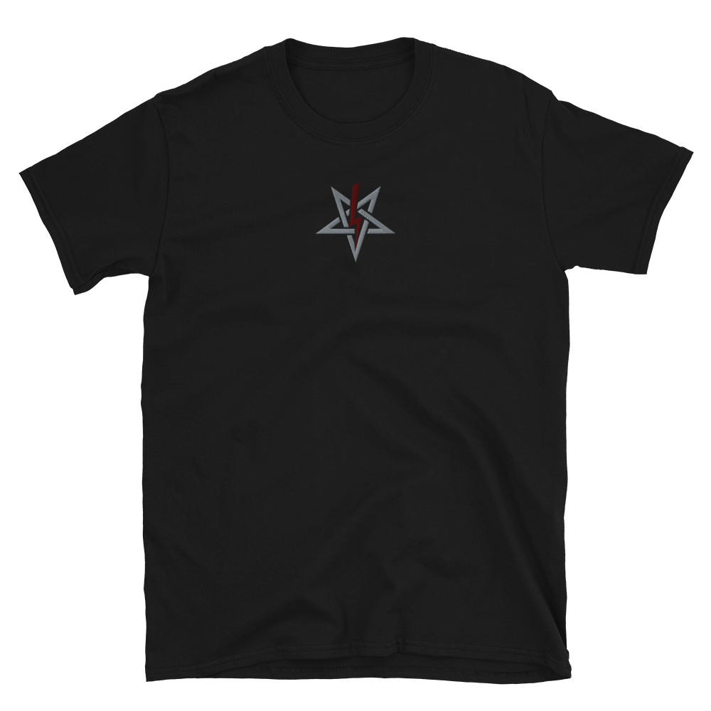 Embroidered Red Bolt LaVey Sigil Shirt